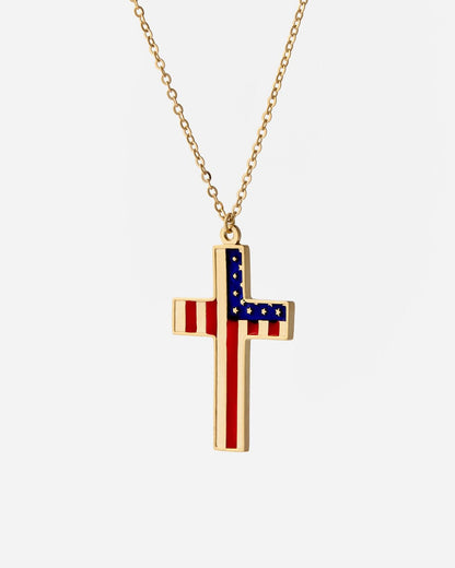American Flag Cross Necklace - Jewelry Handcrafts