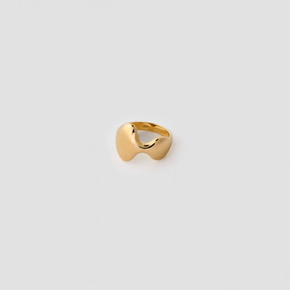 Organic Curved Statement Ring, Minimalist Bold Design
