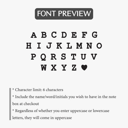 JWH font preview guide for Spaced Letters Necklace