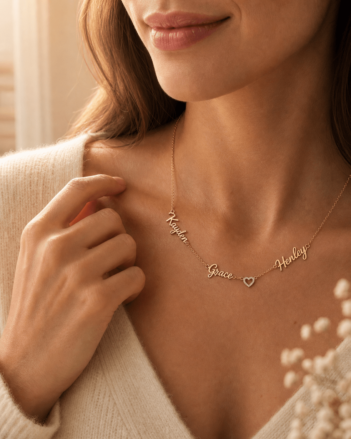 Personalized multiple name necklace lifestyle image by Jewelry Handcrafts 1