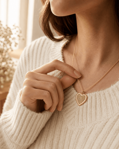 Personalized fingerprint heart necklace lifestyle image by Jewelry Handcrafts 2
