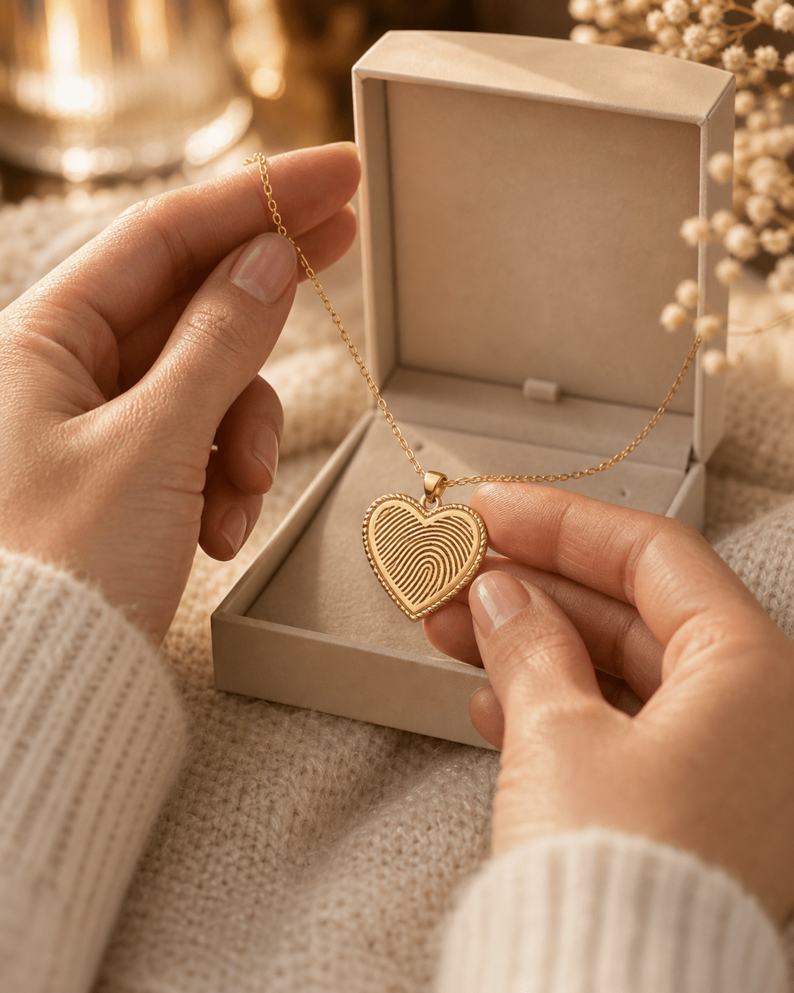 Personalized fingerprint heart necklace lifestyle image by Jewelry Handcrafts 3