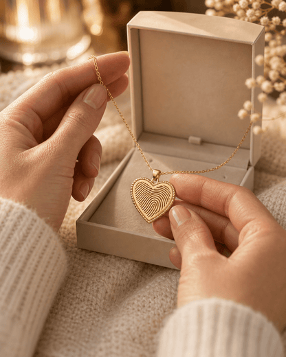 Personalized fingerprint heart necklace lifestyle image by Jewelry Handcrafts 3