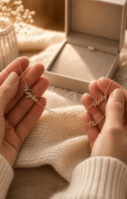 Personalized multiple name necklace lifestyle image by Jewelry Handcrafts 4