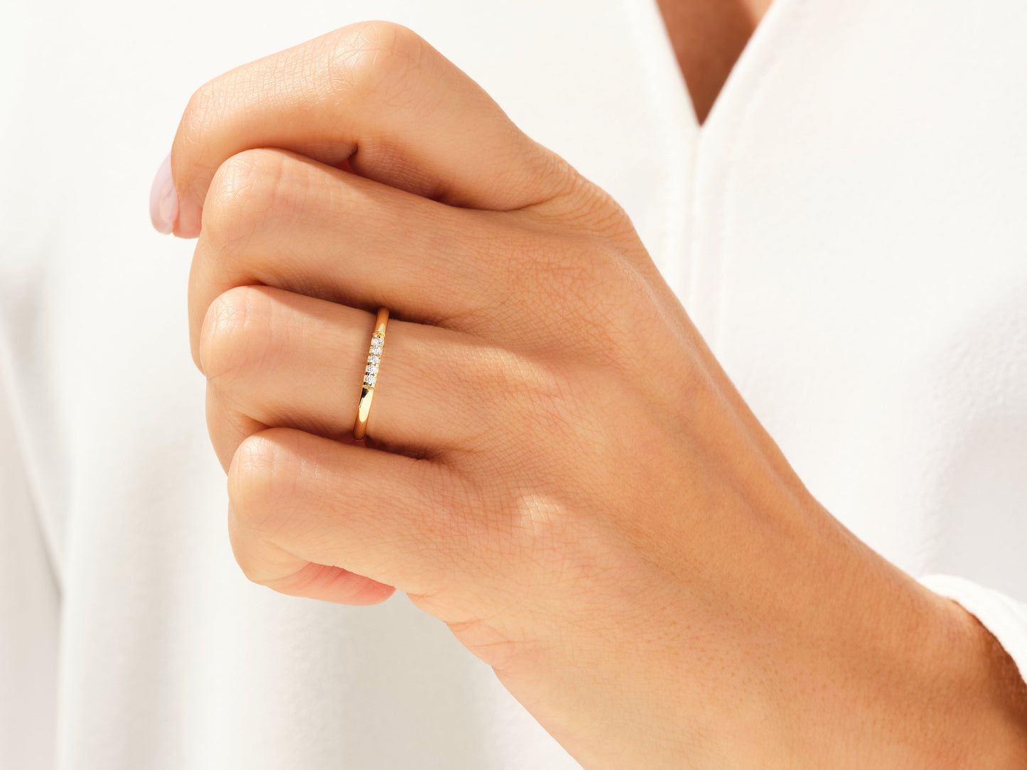 Minimalist Five-Stone Wedding Band