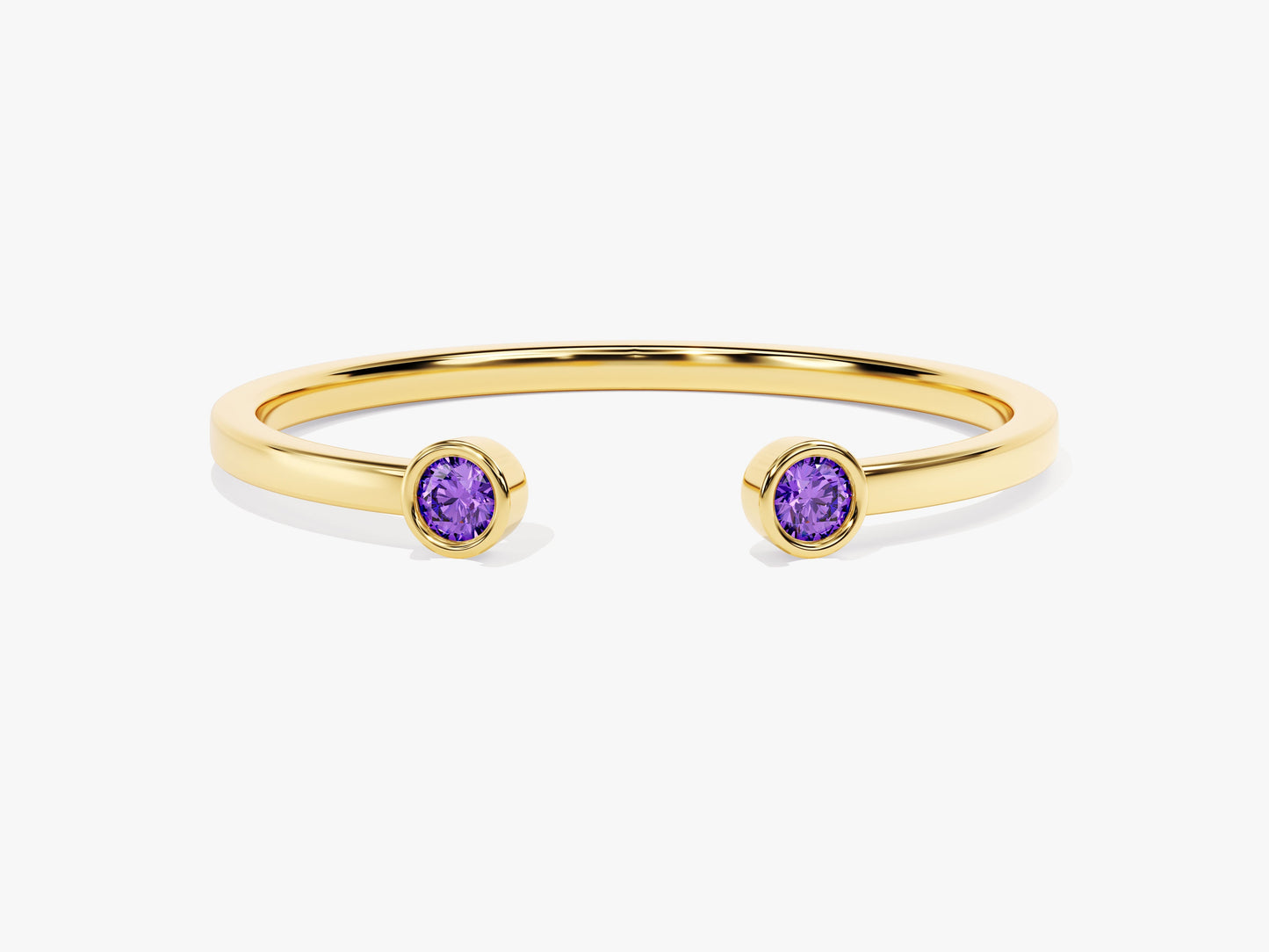 Birthstone Bezel Set Open Cuff Ring