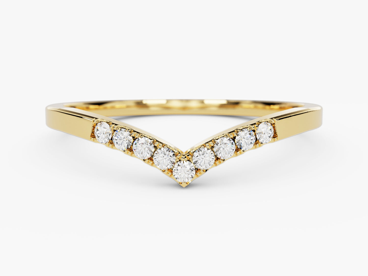 Nine-Stone Curved Wedding Band