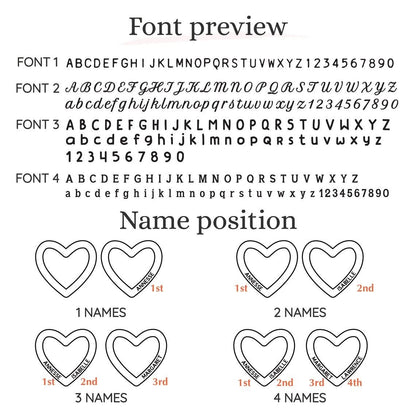 JWH font preview guide for Mother Heart Bracelet With Kids' Name