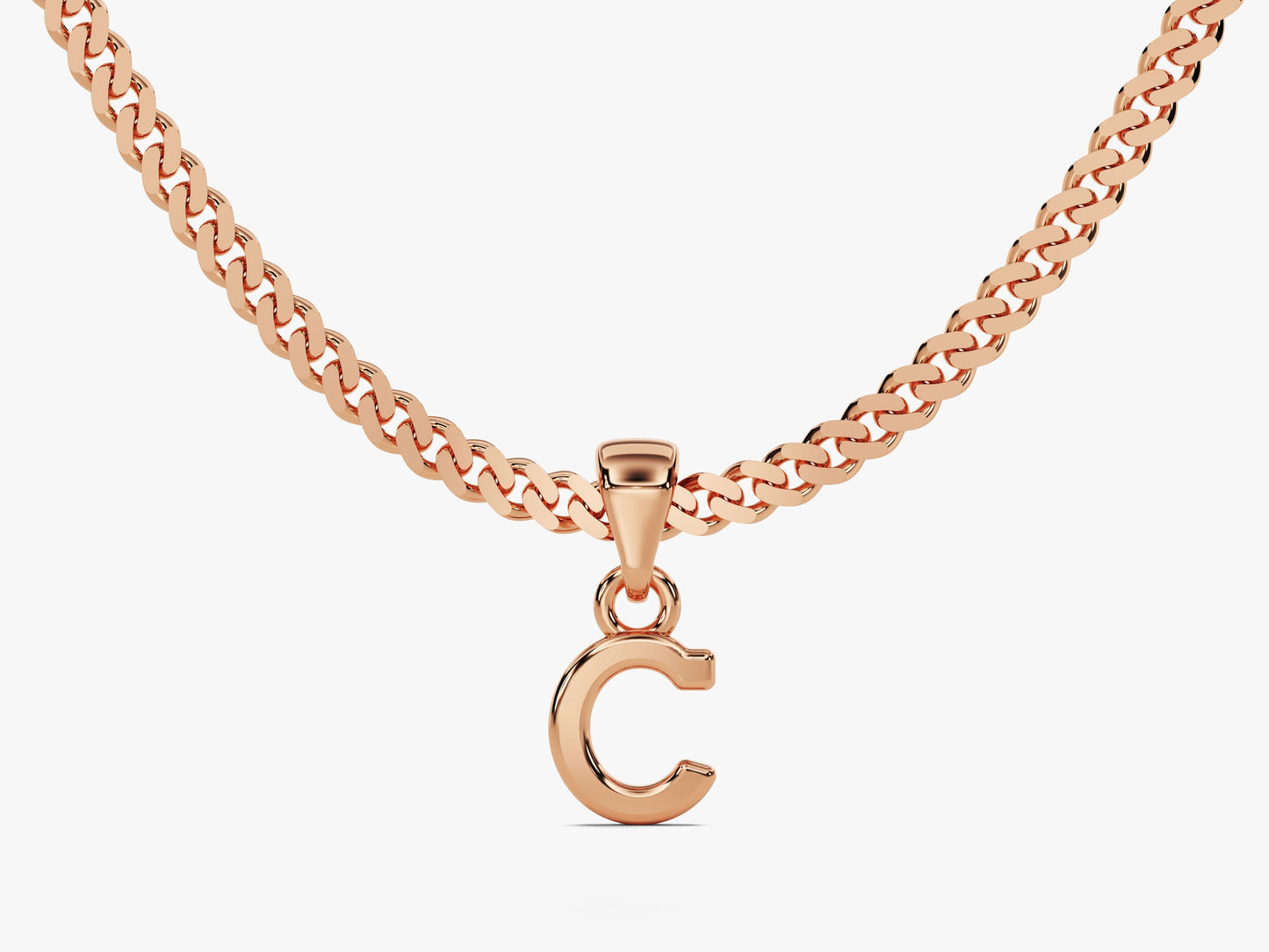 Initial Pendant Cuban Chain Necklace