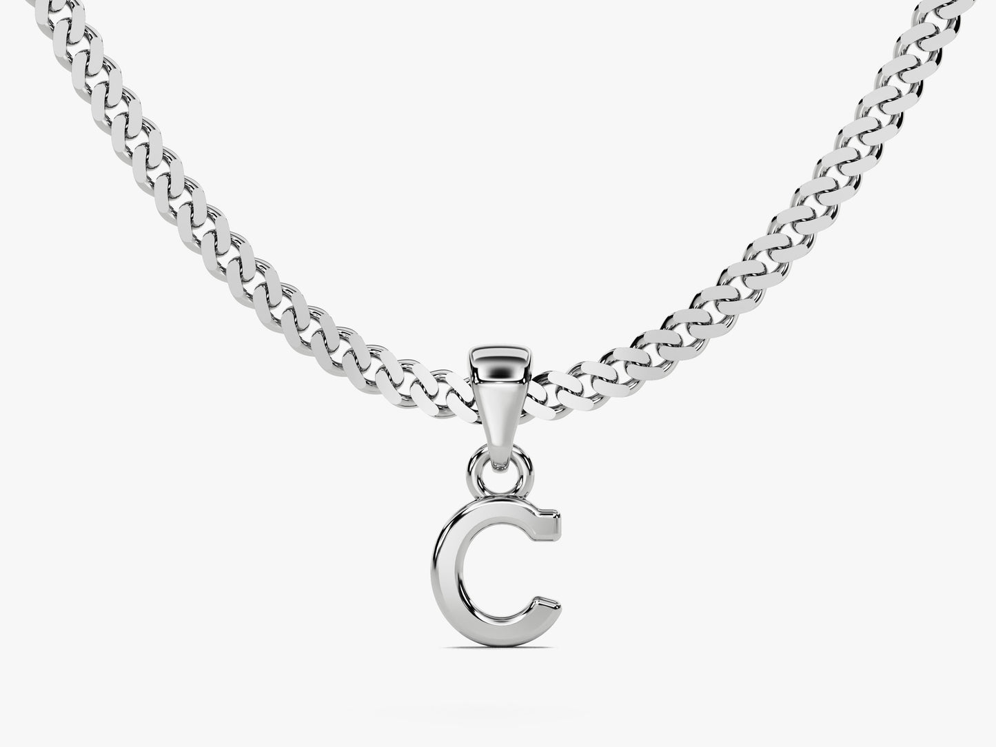 Initial Pendant Cuban Chain Necklace