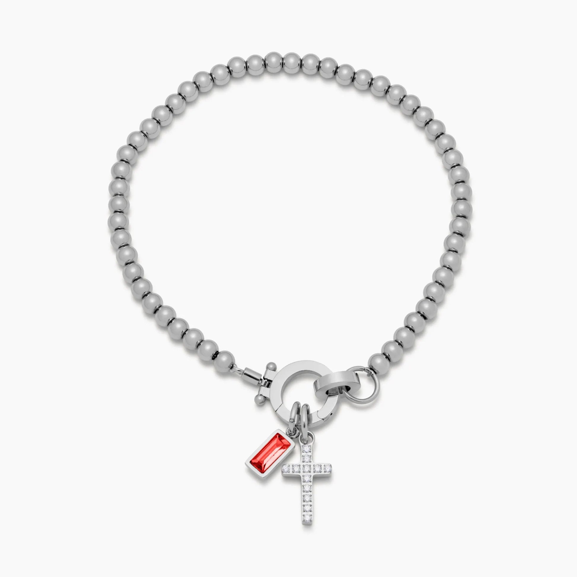 Beaded Birthstone Cross Charm Bracelet - Jewelry Handcrafts