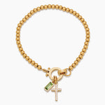Beaded Birthstone Cross Charm Bracelet - Jewelry Handcrafts