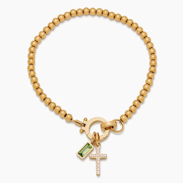Beaded Birthstone Cross Charm Bracelet - Jewelry Handcrafts