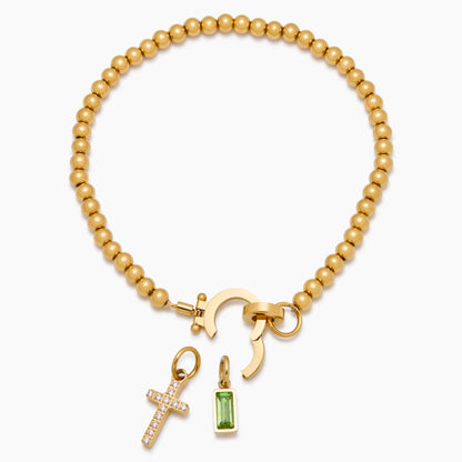 Beaded Birthstone Cross Charm Bracelet - Jewelry Handcrafts