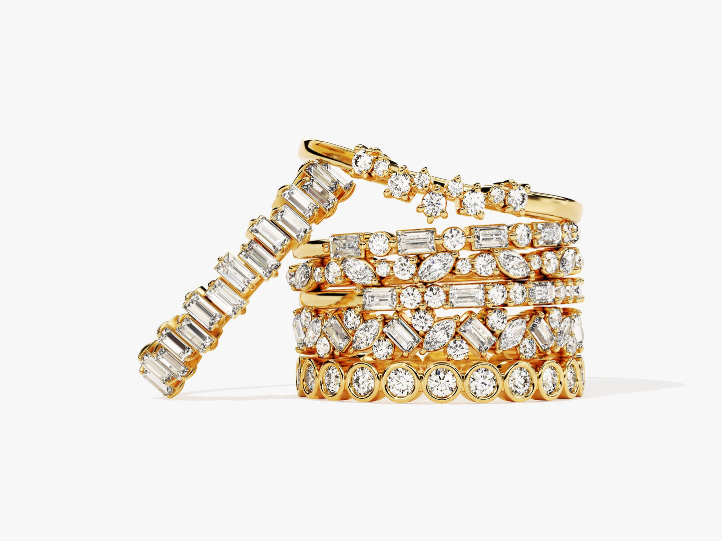 Alternating Round and Baguette Wedding Band