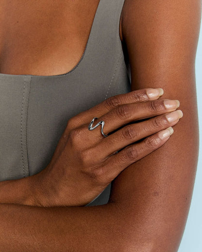 Wavy Sculptural Ring, Organic Minimalist Design
