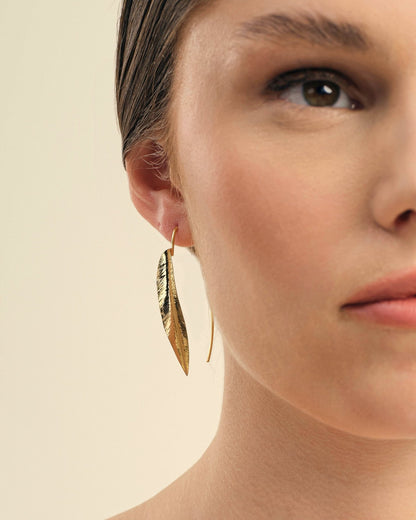 925K Vermeil Plated Silver Leaf Earring - Handmade Elegant Design