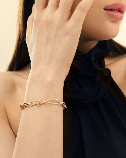 Paperclip Chain Bracelet with Pavé Accents - Dainty Jewelry