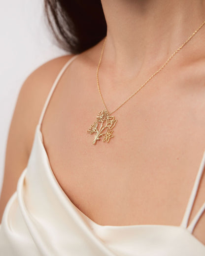 Personalized BirthFlower Family Necklace - Birthflower Jewelry