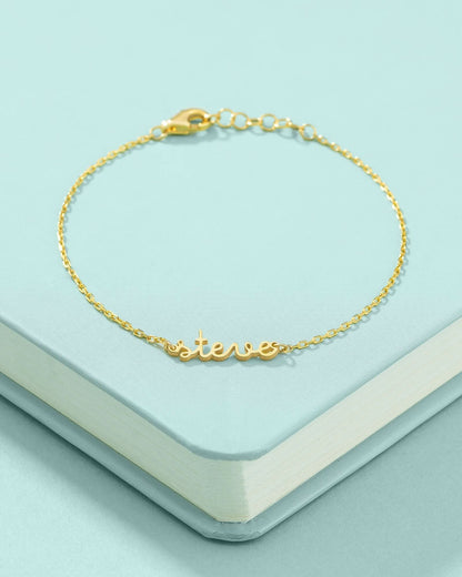 JWH Personalized Name Bracelet, Custom Gold Name Jewelry - 925k Sterling Silver