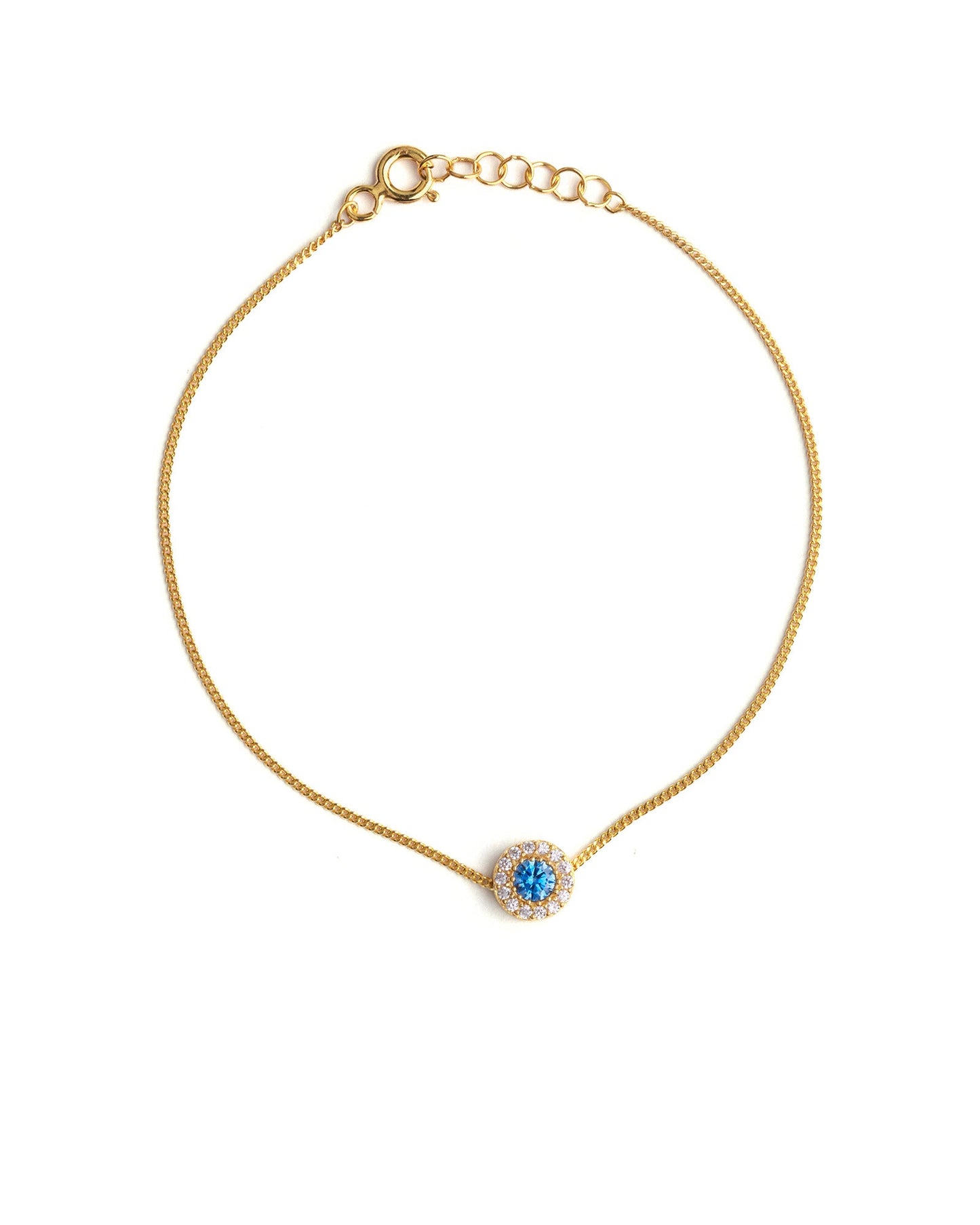 Round Aquamarine Birthstone Bracelet - Aquamarine Jewelry