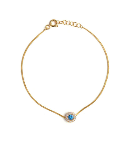 Round Aquamarine Birthstone Bracelet - Aquamarine Jewelry