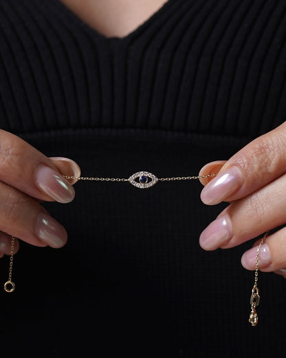 Evil Eye Bracelet, Protection Jewelry Gift for Her - 925k Sterling Silver
