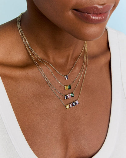 Personalized Baguette Birthstone Necklace - Birthstone Jewelry