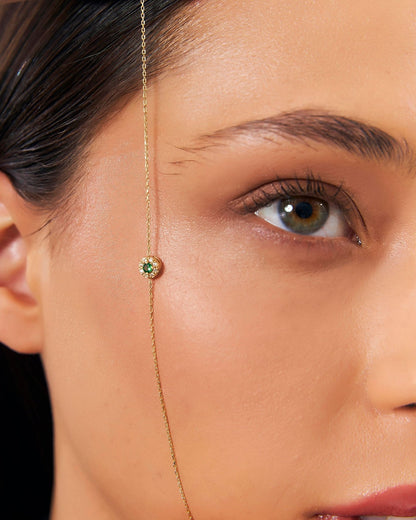 Silver Emerald Halo Necklace - Dainty Jewelry