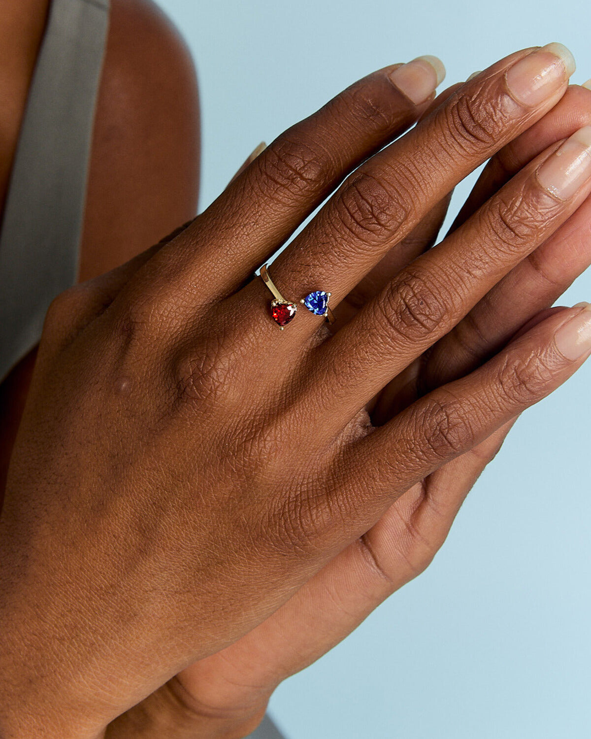 Custom Heart Birthstone Ring, Stacking Ring - Gift for Her