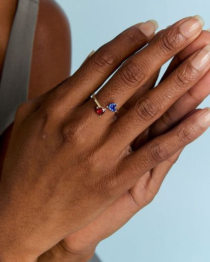 Custom Heart Birthstone Ring, Stacking Ring - Gift for Her