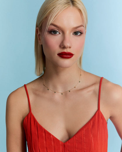 Birthstone Elegant Spaced Emerald Necklace