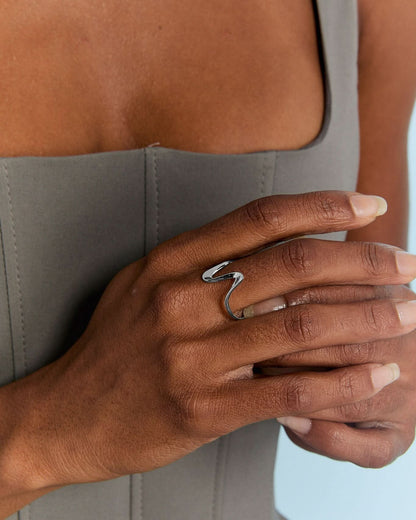Wavy Sculptural Ring, Organic Minimalist Design