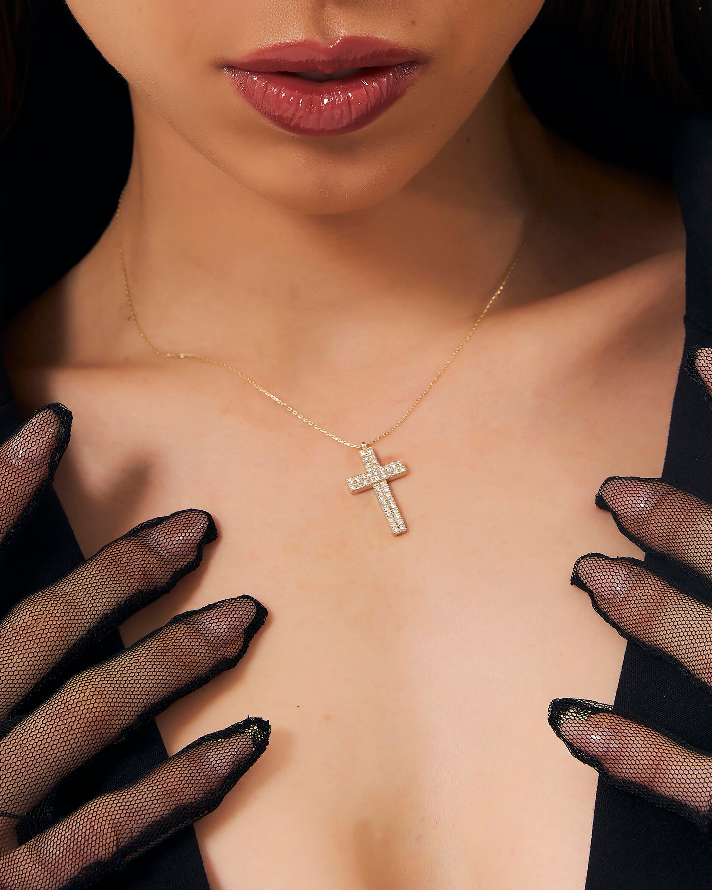 Elegant Diamond Cross Necklace Cross Jewelry - 14k Solid Gold