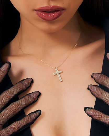 Elegant Diamond Cross Necklace Cross Jewelry - 14k Solid Gold