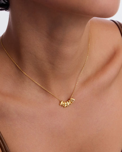Bubble Initial MAMA Necklace - Mom Jewelry