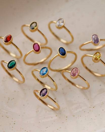 Personalized Dainty Birthstone Ring, Everyday Ring - Birthstone Jewelry
