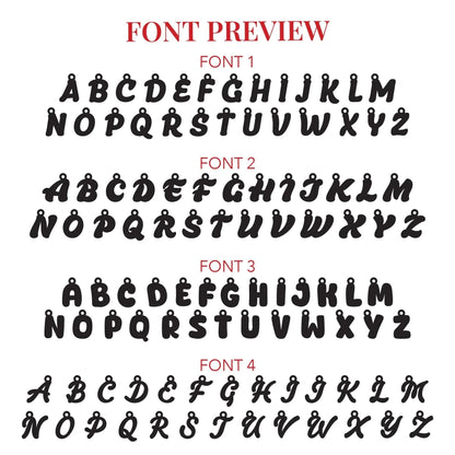 JWH font preview guide for Custom Pet Initial Charm Jewelry