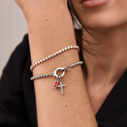 Beaded Birthstone Cross Charm Bracelet - Jewelry Handcrafts