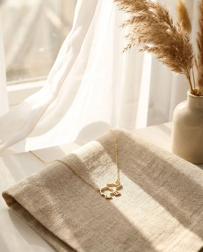 Minimalist Gold Elephant Necklace | Dainty Animal Charm Jewelry