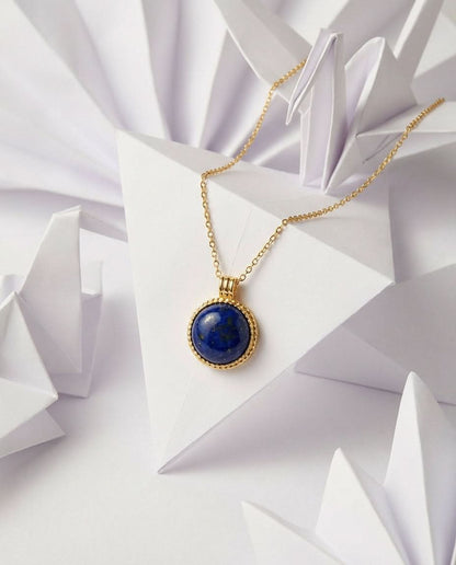Vintage Lapis Lazuli Gold Pendant Necklace
