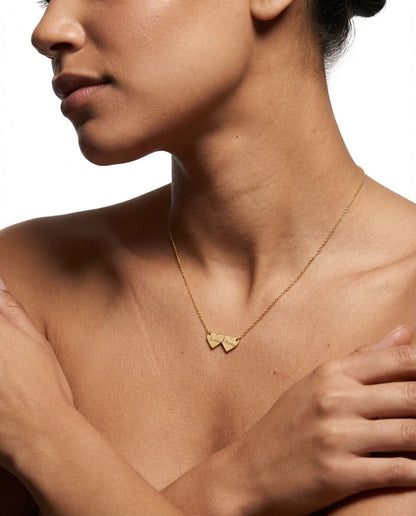 Personalized Double Heart Name Necklace - Custom Gold Jewelry Gift