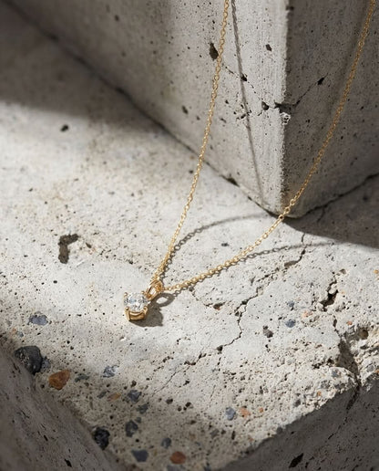 Elegant Gold Solitaire Diamond Pendant Necklace