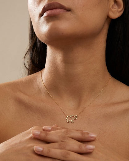 Minimalist Gold Elephant Necklace | Dainty Animal Charm Jewelry