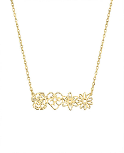 Dainty Gold Flower Bar Necklace | Minimalist Floral Jewelry