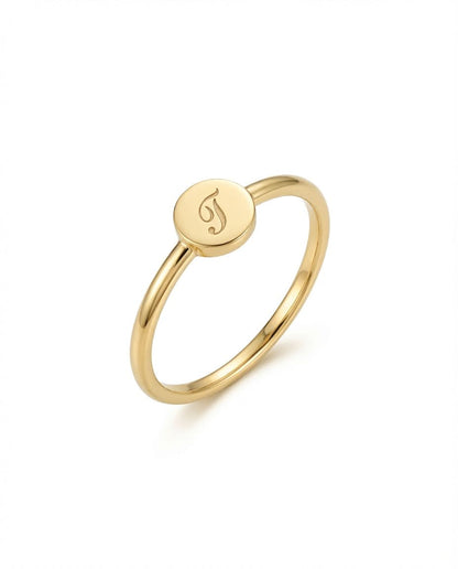 Personalized Gold Initial Signet Ring - Minimalist Elegance