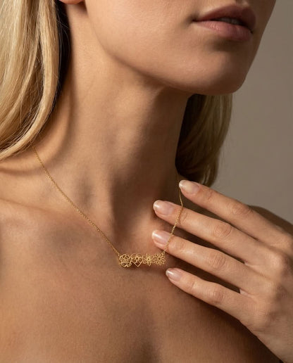 Dainty Gold Flower Bar Necklace | Minimalist Floral Jewelry