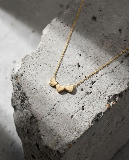 Personalized Initial Heart Necklace - Custom Gold Plated Jewelry