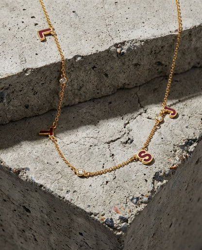 Personalized Gold Initial Necklace with Diamond Accents