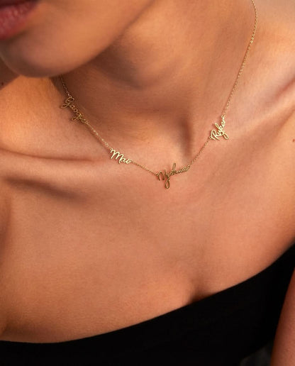 Personalized Gold Multiple Name Necklace for Her